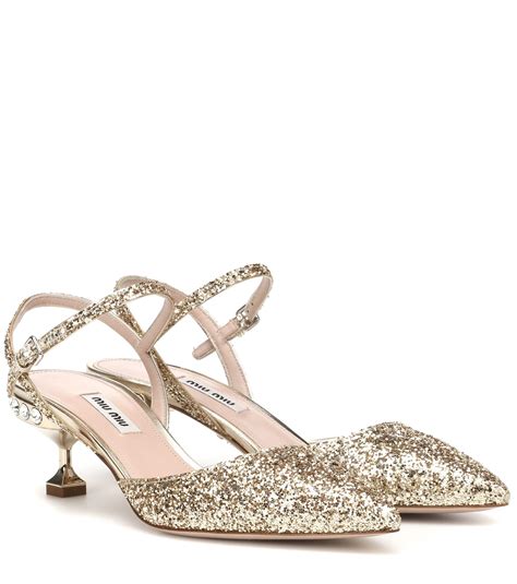 miu miu glitter slingback pumps|Silver Glitter Slingback Pumps .